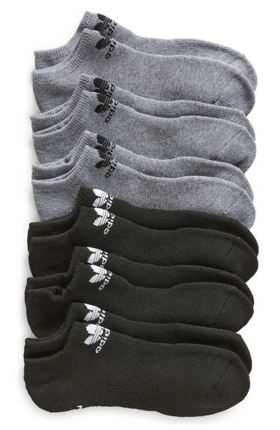 Adidas Originals Assorted 6-pack Trefoil No-show Socks In Grey