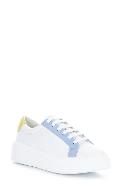 Bos. & Co. Fuzi Platform Sneaker In White/ Sky/ Yellow Leather