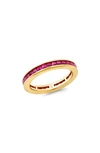 Crislu Square Princess Cut Cubic Zirconia Stacking Ring In Ruby