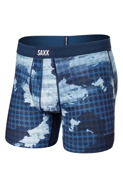 Saxx Drop Temp Cooling Mesh Boxer Briefs In Cloud Drop Camo- Navy