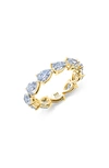 Crislu Pear Cut Horizontal Eternity Band Ring In Gold