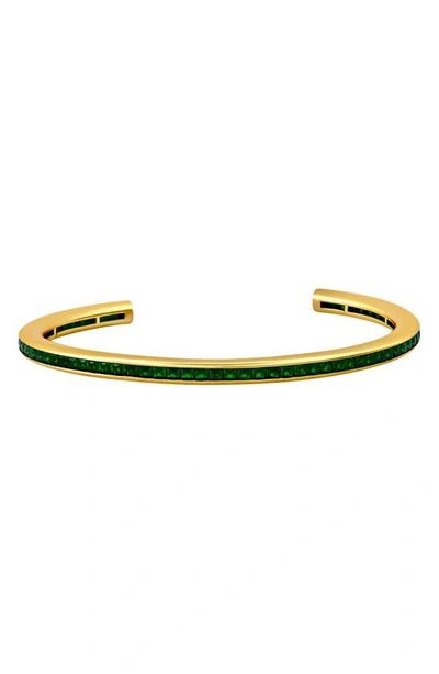 Crislu Cubic Zirconia Cuff Bracelet In Emerald