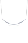 Crislu Cubic Zirconia Regal Long Bar Necklace In Silver