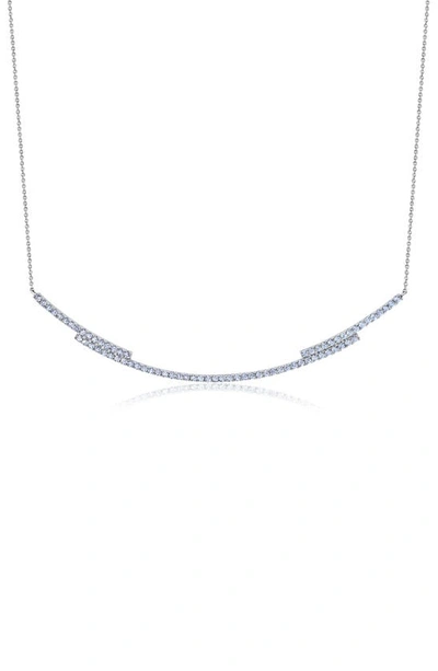 Crislu Cubic Zirconia Regal Long Bar Necklace In Silver