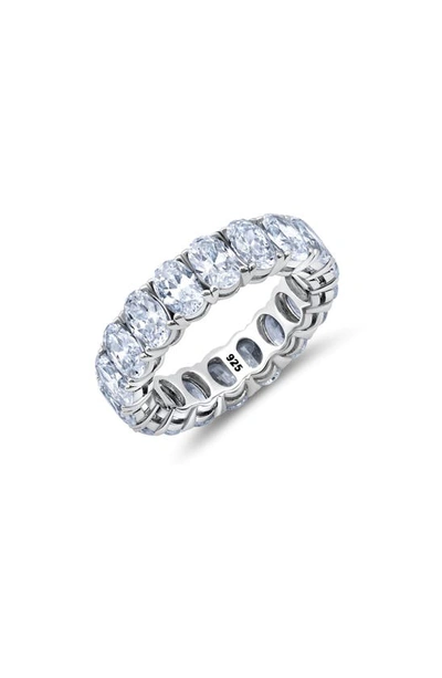 Crislu Oval Cut Eternity Band Ring In Silver