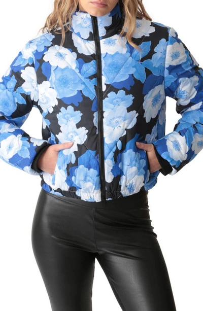 Electric & Rose Easton Floral Crop Puffer Jacket In Onyx/ Ice