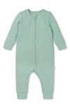 Mori Babies' Clever Zip Fitted One-piece Pajamas In Ribbed Mint