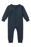 Mori Babies' Clever Zip Fitted One-piece Pajamas In Ribbed Navy