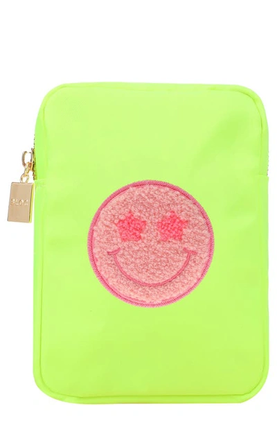 Bloc Bags Mini Smiley Cosmetics Bag In Neon Yellow