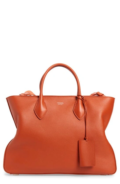 Ferragamo Star Leather Tote In Terracotta