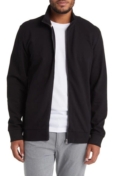 Hugo Boss Shepherd Knit Track Jacket In Black