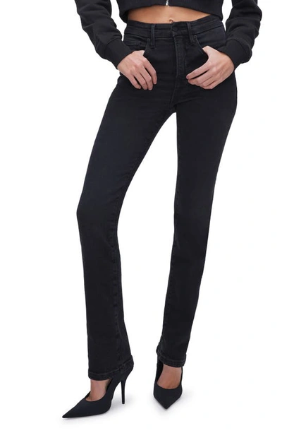 Good American Good Legs Zip Hem Straight Leg Jeans In Black315