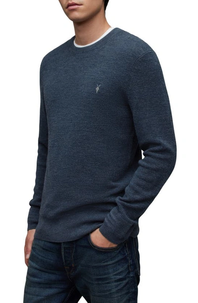Allsaints Ivar Slim Fit Crewneck Wool Sweater In Solar Blue Marl