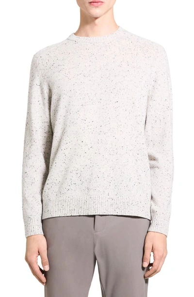 Theory Dinin Long Sleeve Crewneck Flecked Knit Sweater In Cream Multi