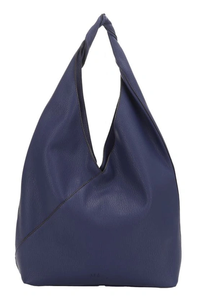 Mali + Lili Katie Oversize Recycled Vegan Leather Hobo Bag In Navy