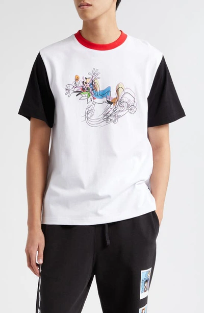 Noon Goons X Disney Yea I Can Skate Colorblock Graphic Ringer T-shirt In White/ Black/ Red