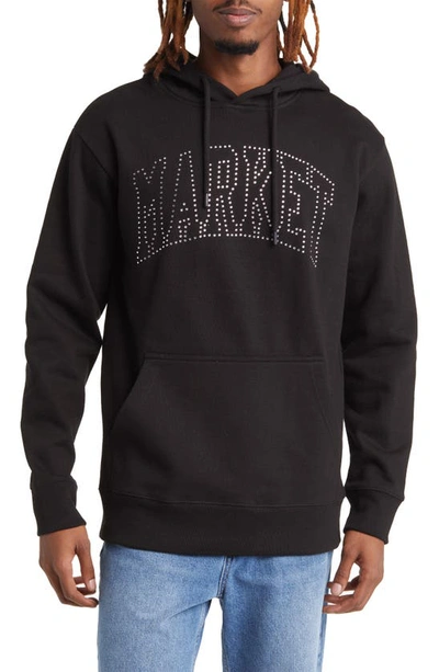 Market Arc Swarovski Crystal Embellished Cotton Logo Hoodie In Black