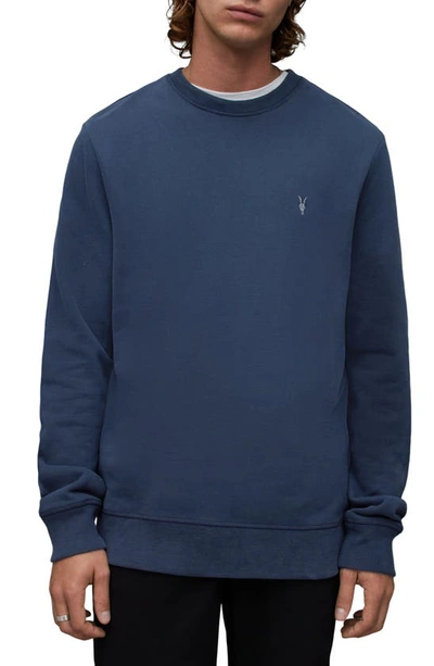 Allsaints Raven Slim Fit Crewneck Sweatshirt In Cadet Blue