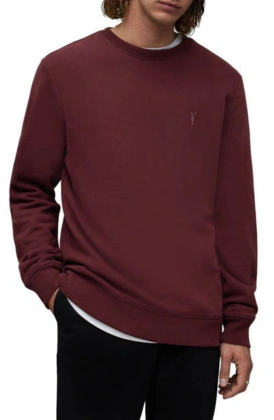 Allsaints Raven Slim Fit Crewneck Sweatshirt In Mars Red