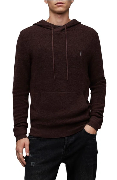 Allsaints Ivar Slim Fit Merino Wool Hoodie In Mars Red Marl