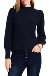 Nic + Zoe Puff Shoulder Waffle Stitch Sweater In Dark Indigo