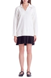 English Factory Mixed Media Pleated Minidress In White/ Black