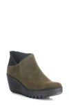 Fly London Yego Wedge Bootie In 009 Sludge/ Black