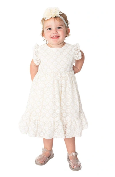 Popatu Babies' Tiered Lace Dress In White