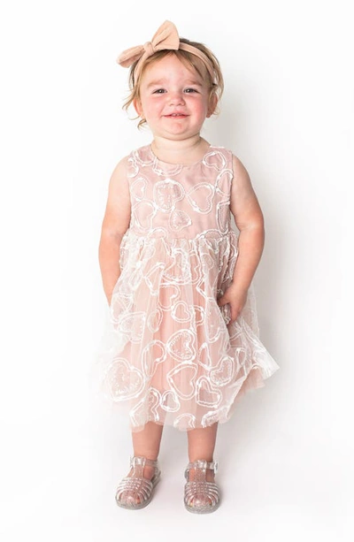 Popatu Babies' Embroidered Overlay Sleeveless Dress In Blush