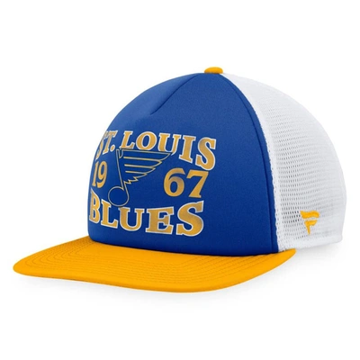 Fanatics Branded Blue/gold St. Louis Blues Heritage Vintage Foam Front Trucker Snapback Hat