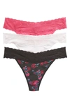 Natori Bliss Perfection Lace Trim Thong In Charm Print/ Orchid/ Blush