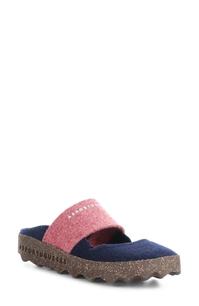 Asportuguesas By Fly London Canu Mule In Blue/ Red Felt