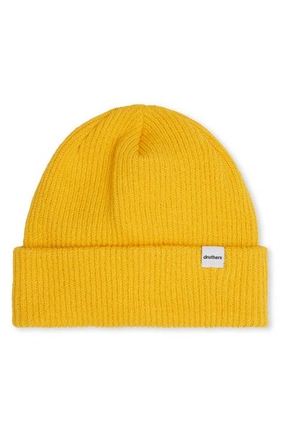 Druthers Rib Recycled Cotton Knit Beanie In Sunflower