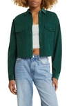 Bp. Cotton Corduroy Button-up Crop Shirt In Green Pine