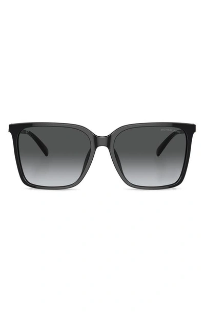 Michael Kors Canberra 56mm Polarized Square Sunglasses In Black