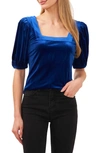 Cece Square Neck Stretch Velvet Top In Sapphire