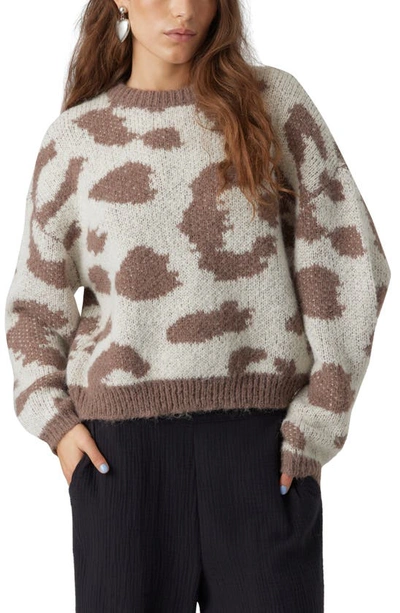 Vero Moda Zelman Pattern Sweater In Birch Detail Brwn Lntl Animal