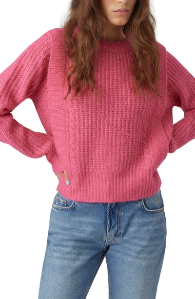Vero Moda Hazel Rib Sweater In Fuchsia Purple Detail Melange
