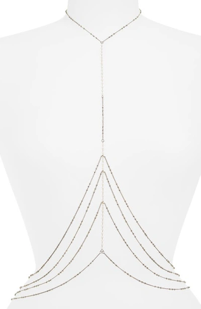 Bp. Layered Beaded Body Chain In Silver