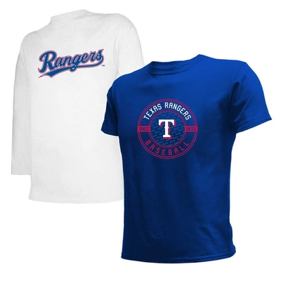 Stitches Kids' Big Boys  Royal, White Texas Rangers T-shirt Combo Set In Royal,white