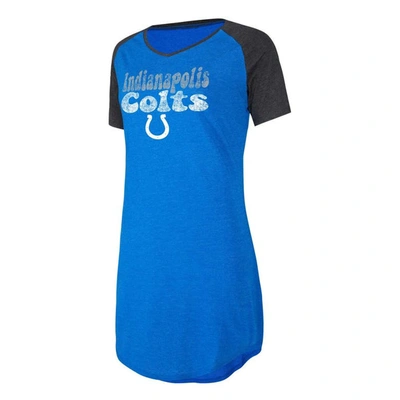 Concepts Sport Women's  Royal, Black Distressed Indianapolis Colts Raglan V-neck Nightshirt In Royal,black