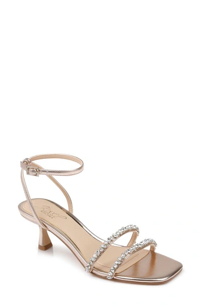 Jewel Badgley Mischka Marley Ankle Strap Sandal In Rose Gold Metallic