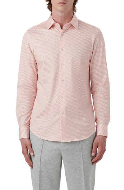 Bugatchi James Ooohcotton® Serpentine Stripe Button-up Shirt In Dusty Pink