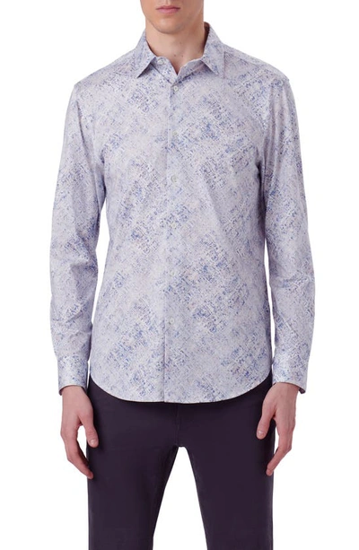 Bugatchi James Ooohcotton® Watercolor Print Stretch Cotton Button-up Shirt In Air Blue