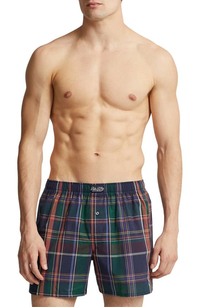 Polo Ralph Lauren Academy Plaid Woven Cotton Boxers In Assorted Navy