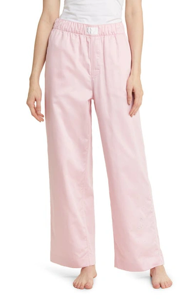 Magniberg Gala Swarovski® Crystal Embellished Cotton Sateen Pajama Pants In Blossom Pink