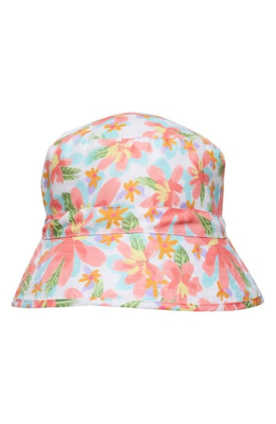 Snapper Rock Babies' Kids' Tropical Print Bucket Hat In White Multi