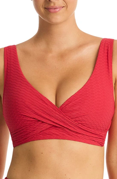 Sea Level Cross Front Multifit Bikini Top In Red