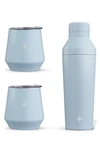 Joyjolt Stainless Steel Cocktail Shaker & Travel Cup Set In Blue
