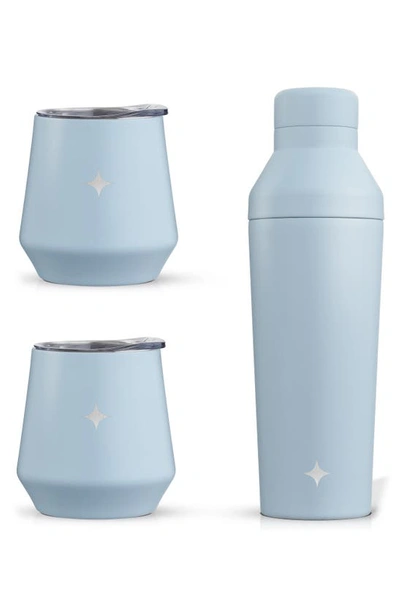 Joyjolt Stainless Steel Cocktail Shaker & Travel Cup Set In Blue